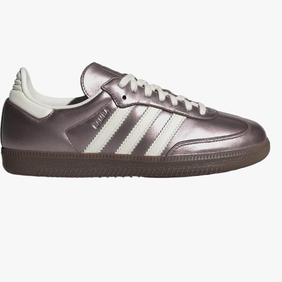 Women’s Adidas Sambas Metallic Purple and White Sneakers - Picture 1 of 5